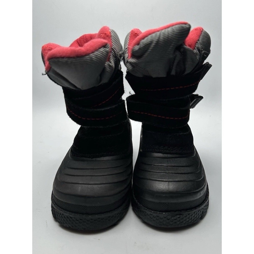 Kids Totes Tanker Insulated Boots Black/Red Leather Upper Size 8M Hook & Loop